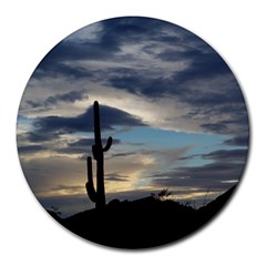 Cactus Sunset Round Mousepads by JellyMooseBear