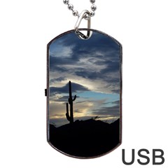 Cactus Sunset Dog Tag Usb Flash (one Side)