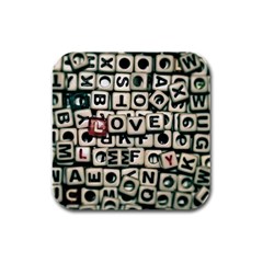 Love Rubber Square Coaster (4 Pack)  by JellyMooseBear