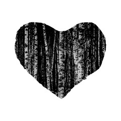 Birch Forest Trees Wood Natural Standard 16  Premium Flano Heart Shape Cushions