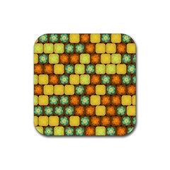 Random Hibiscus Pattern Rubber Coaster (square)  by linceazul