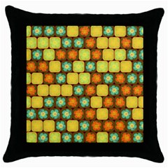 Random Hibiscus Pattern Throw Pillow Case (black) by linceazul