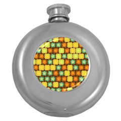 Random Hibiscus Pattern Round Hip Flask (5 Oz) by linceazul