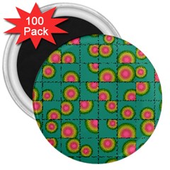 Tiled Circular Gradients 3  Magnets (100 Pack) by linceazul