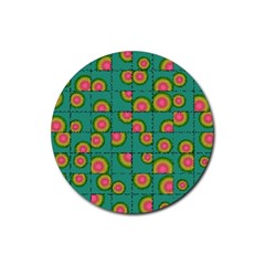 Tiled Circular Gradients Rubber Round Coaster (4 Pack)  by linceazul