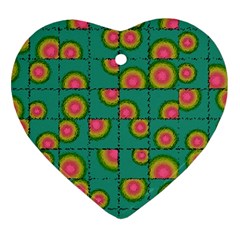 Tiled Circular Gradients Heart Ornament (two Sides) by linceazul