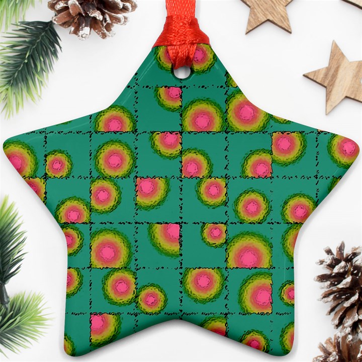 Tiled Circular Gradients Star Ornament (Two Sides)