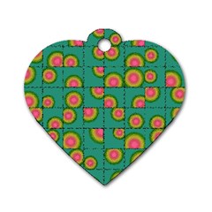 Tiled Circular Gradients Dog Tag Heart (One Side)