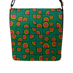 Tiled Circular Gradients Flap Messenger Bag (L) 