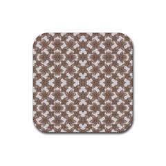 Stylized Leaves Floral Collage Rubber Coaster (square)  by dflcprints