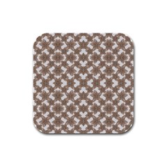 Stylized Leaves Floral Collage Rubber Square Coaster (4 Pack)  by dflcprints