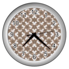 Stylized Leaves Floral Collage Wall Clocks (silver) 