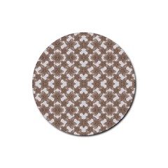 Stylized Leaves Floral Collage Rubber Round Coaster (4 Pack)  by dflcprints