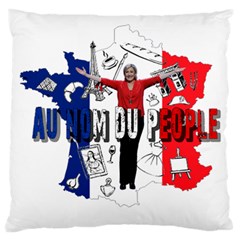 Marine Le Pen Large Flano Cushion Case (two Sides) by Valentinaart