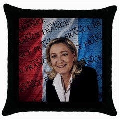 Marine Le Pen Throw Pillow Case (black) by Valentinaart