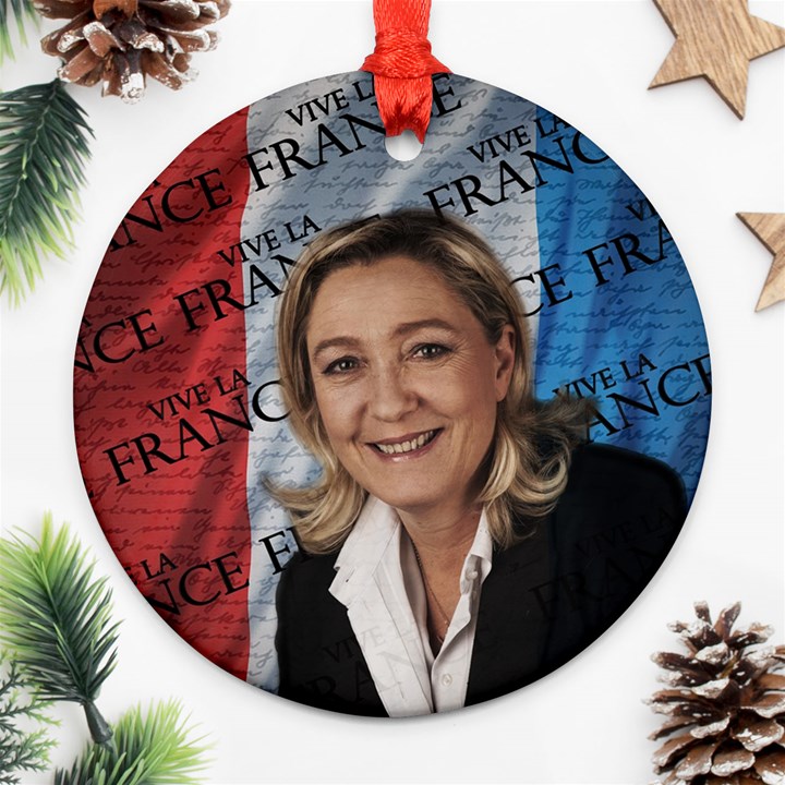 Marine Le Pen Round Ornament (Two Sides)