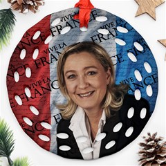 Marine Le Pen Round Filigree Ornament (two Sides) by Valentinaart