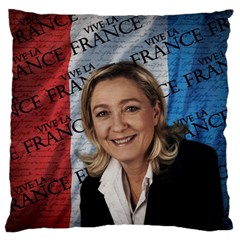 Marine Le Pen Large Flano Cushion Case (two Sides) by Valentinaart