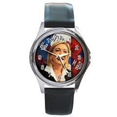 Marine Le Pen Round Metal Watch by Valentinaart