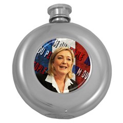 Marine Le Pen Round Hip Flask (5 Oz) by Valentinaart