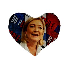 Marine Le Pen Standard 16  Premium Flano Heart Shape Cushions by Valentinaart