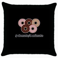 Five Donuts In One Minute  Throw Pillow Case (black) by Valentinaart