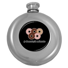 Five Donuts In One Minute  Round Hip Flask (5 Oz) by Valentinaart