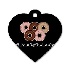 Five Donuts In One Minute  Dog Tag Heart (one Side) by Valentinaart