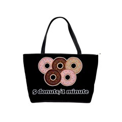 Five Donuts In One Minute  Shoulder Handbags by Valentinaart