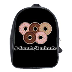 Five Donuts In One Minute  School Bags(large)  by Valentinaart