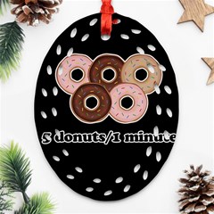 Five Donuts In One Minute  Ornament (oval Filigree) by Valentinaart