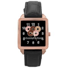 Five Donuts In One Minute  Rose Gold Leather Watch  by Valentinaart