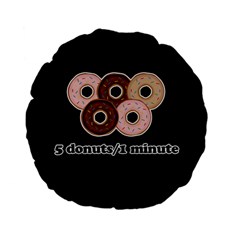 Five Donuts In One Minute  Standard 15  Premium Flano Round Cushions by Valentinaart