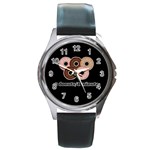 Five donuts in one minute  Round Metal Watch Front