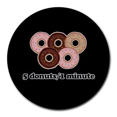 Five Donuts In One Minute  Round Mousepads by Valentinaart