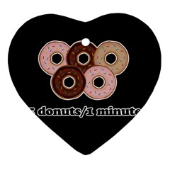 Five Donuts In One Minute  Heart Ornament (two Sides) by Valentinaart