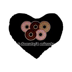 Five Donuts In One Minute  Standard 16  Premium Flano Heart Shape Cushions by Valentinaart