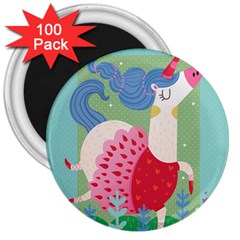 Unicorn 3  Magnets (100 Pack)