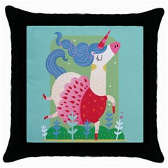 Unicorn Throw Pillow Case (black) by Mjdaluz