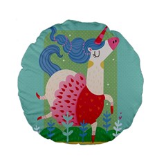 Unicorn Standard 15  Premium Flano Round Cushions by Mjdaluz