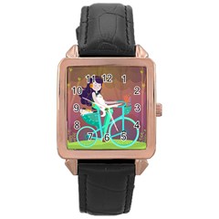 Bikeride Rose Gold Leather Watch 