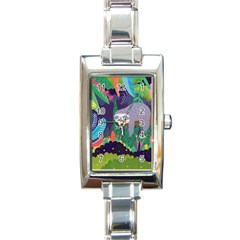 Sloth In Nature Rectangle Italian Charm Watch by Mjdaluz