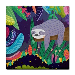 Sloth In Nature Tile Coasters by Mjdaluz