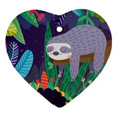 Sloth In Nature Ornament (heart) by Mjdaluz