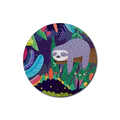 Sloth In Nature Rubber Coaster (round)  by Mjdaluz