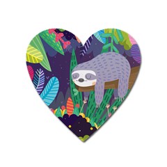 Sloth In Nature Heart Magnet