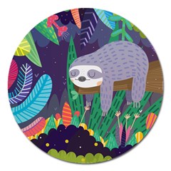 Sloth In Nature Magnet 5  (round)