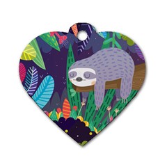 Sloth In Nature Dog Tag Heart (two Sides)