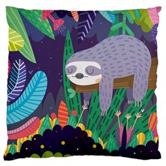 Sloth In Nature Large Cushion Case (two Sides) by Mjdaluz