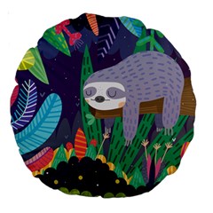 Sloth In Nature Large 18  Premium Round Cushions by Mjdaluz